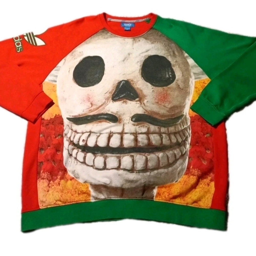 Adidas Trefoil Mexicos Day of The Dead Sweatshirt Skull Dia De Los Muertos